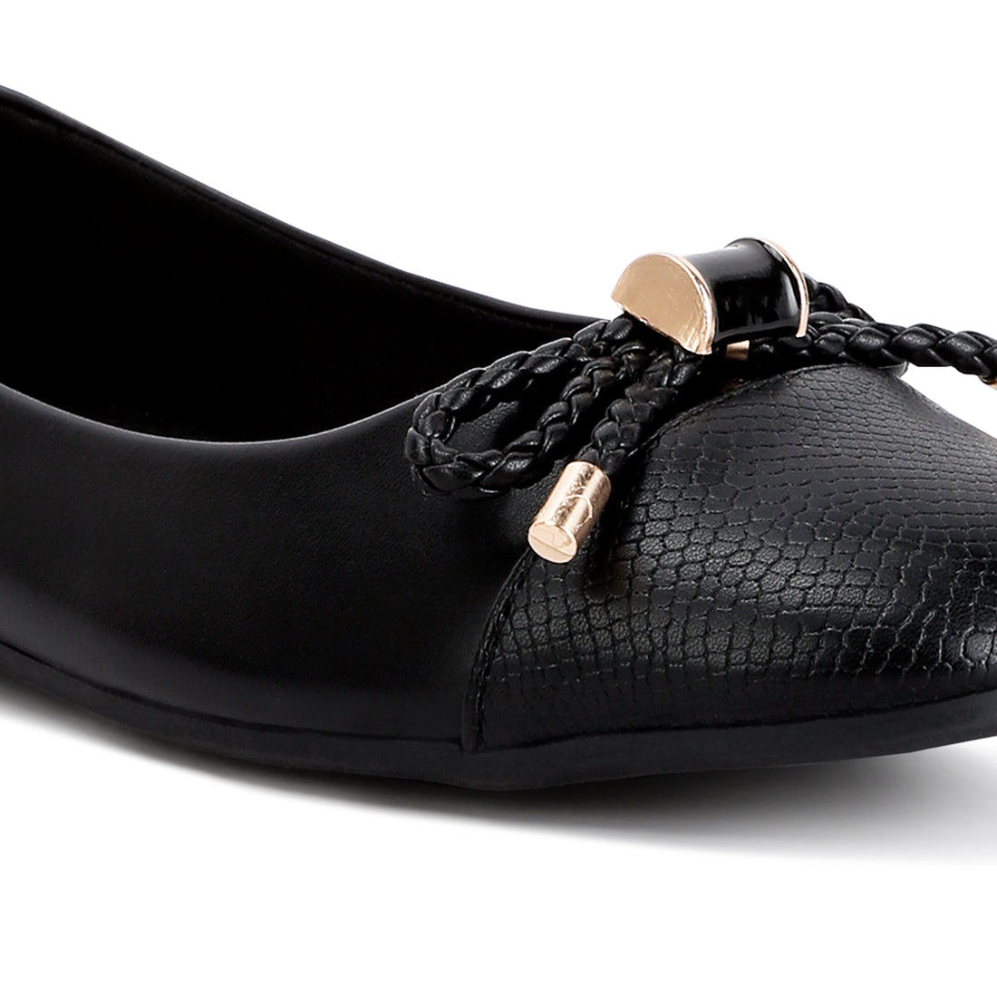 metallic embellished flat ballerinas#color_black