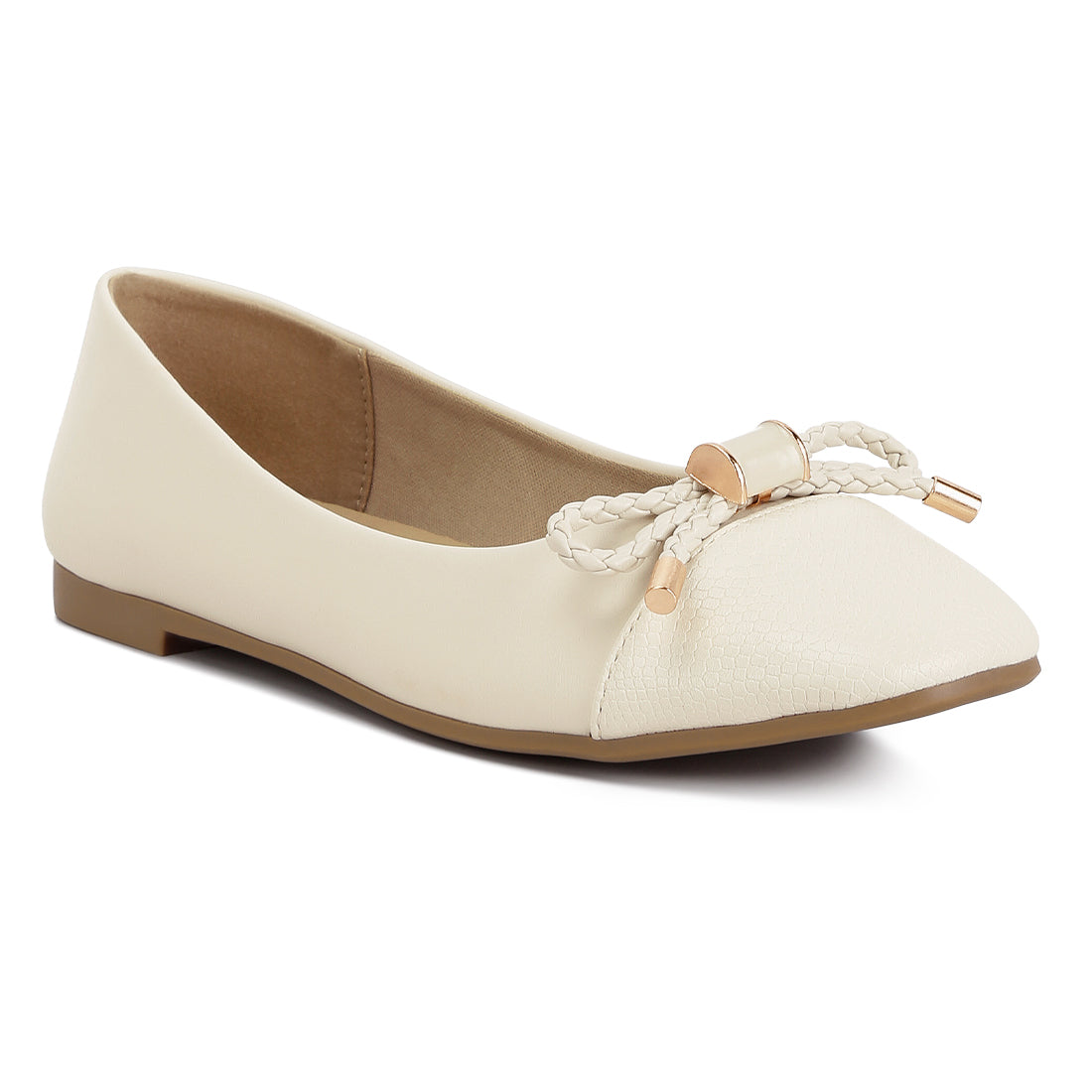 metallic embellished flat ballerinas#color_ivory