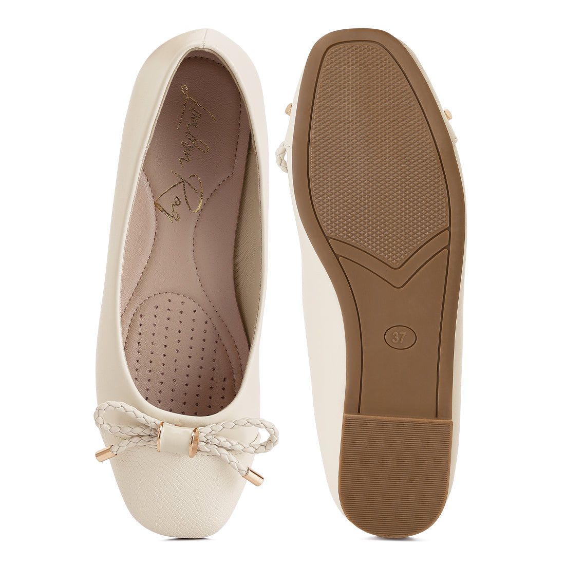 metallic embellished flat ballerinas#color_ivory