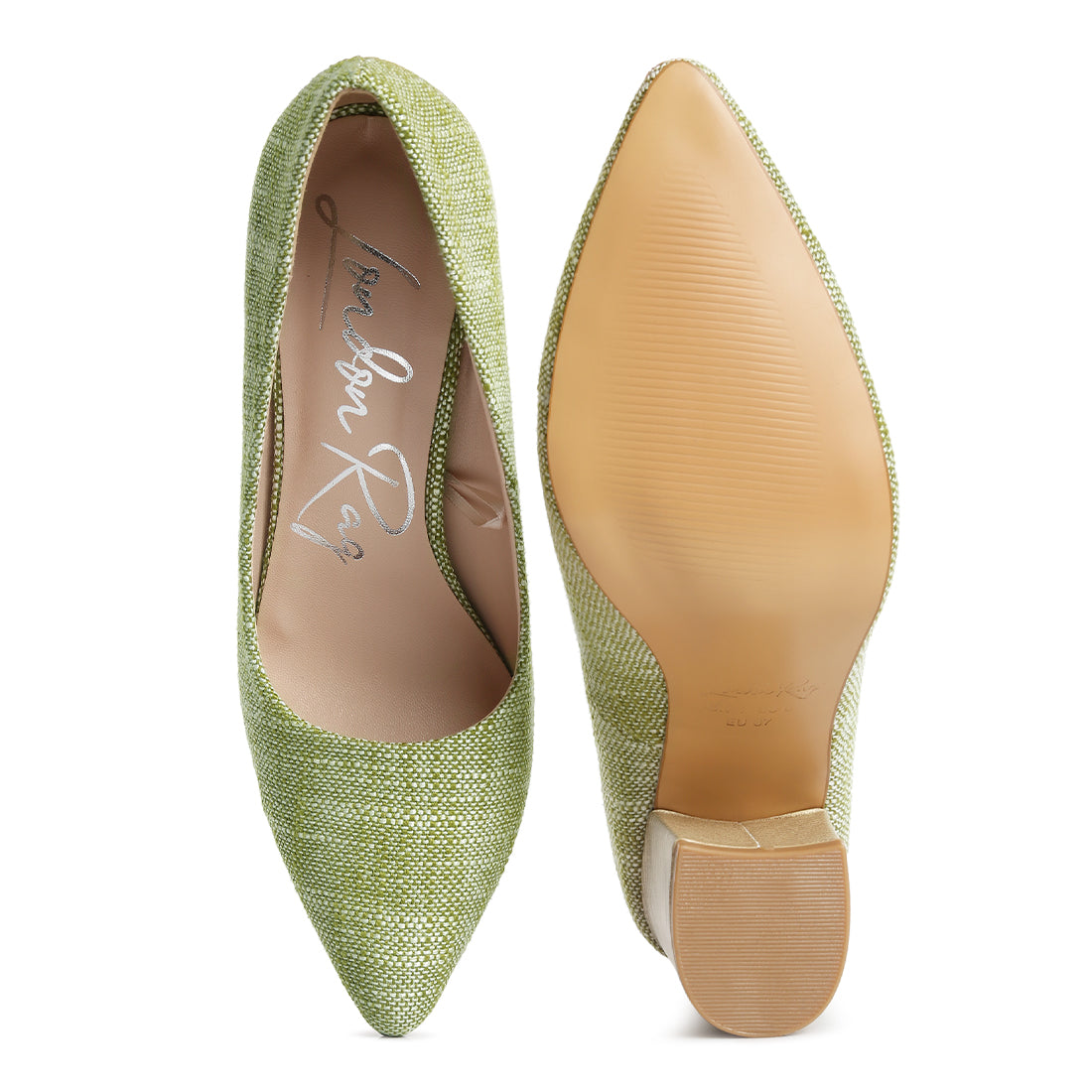 wide fit chic block heel pumps#color_green