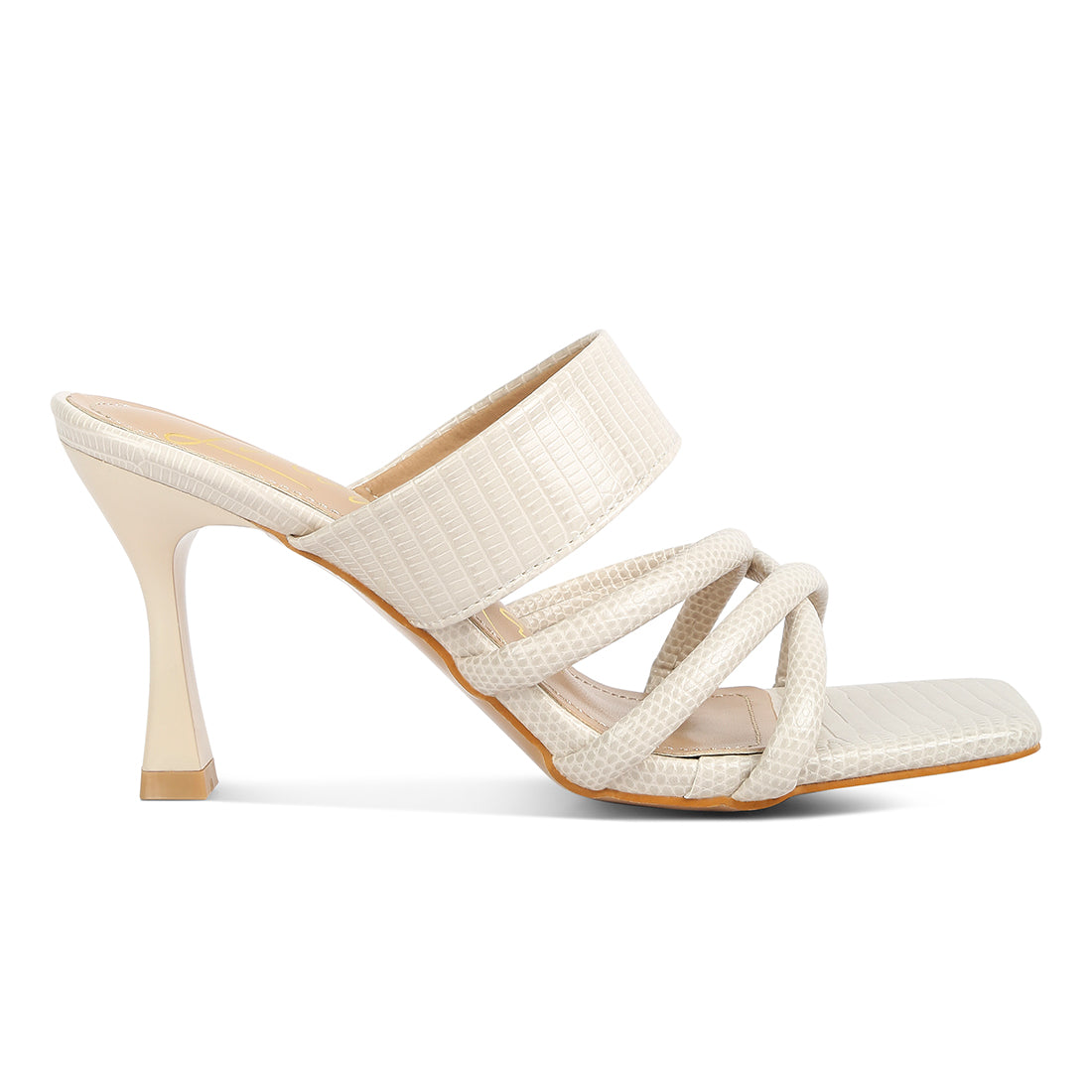 criss cross strap spool heel sandals#color_beige