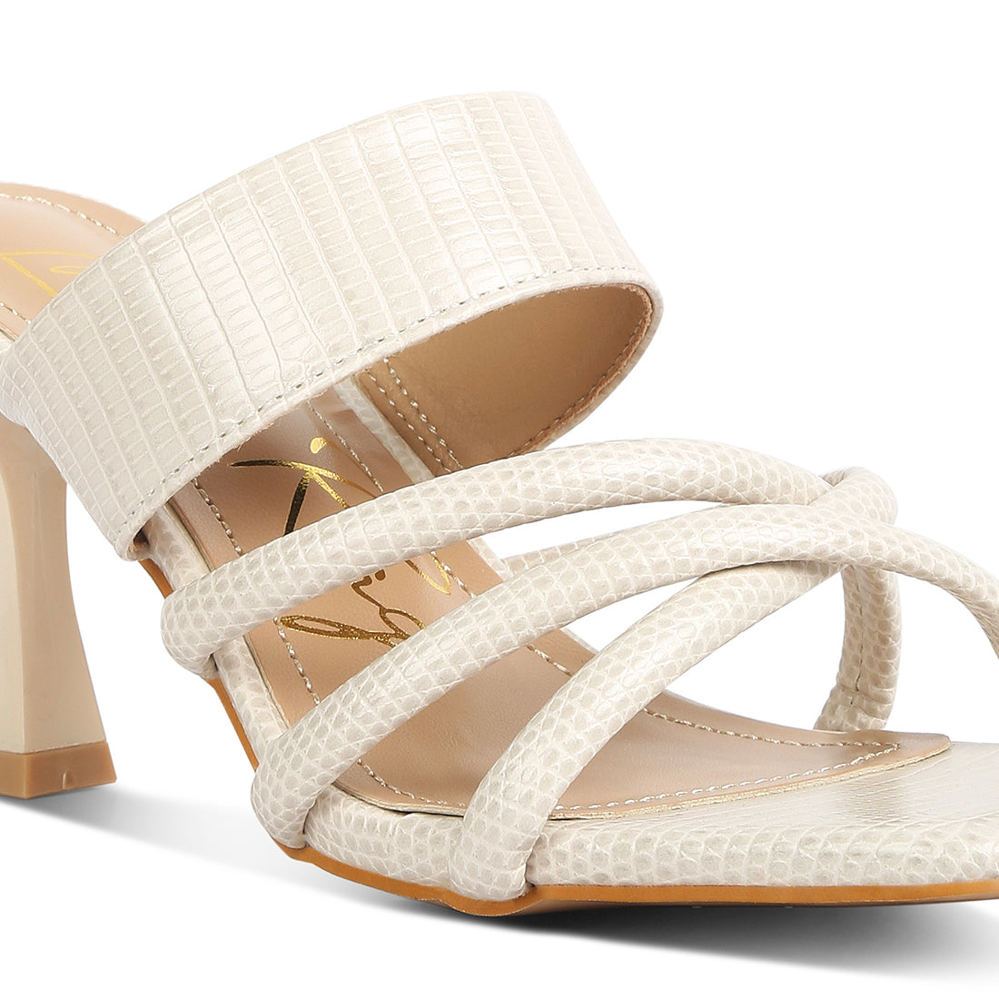 criss cross strap spool heel sandals#color_beige