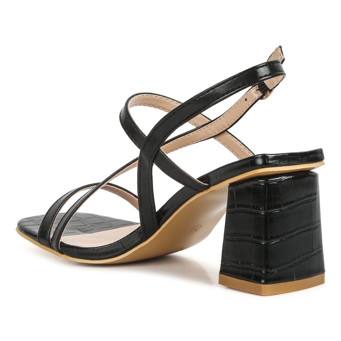 croc textured block heel sandals#color_black