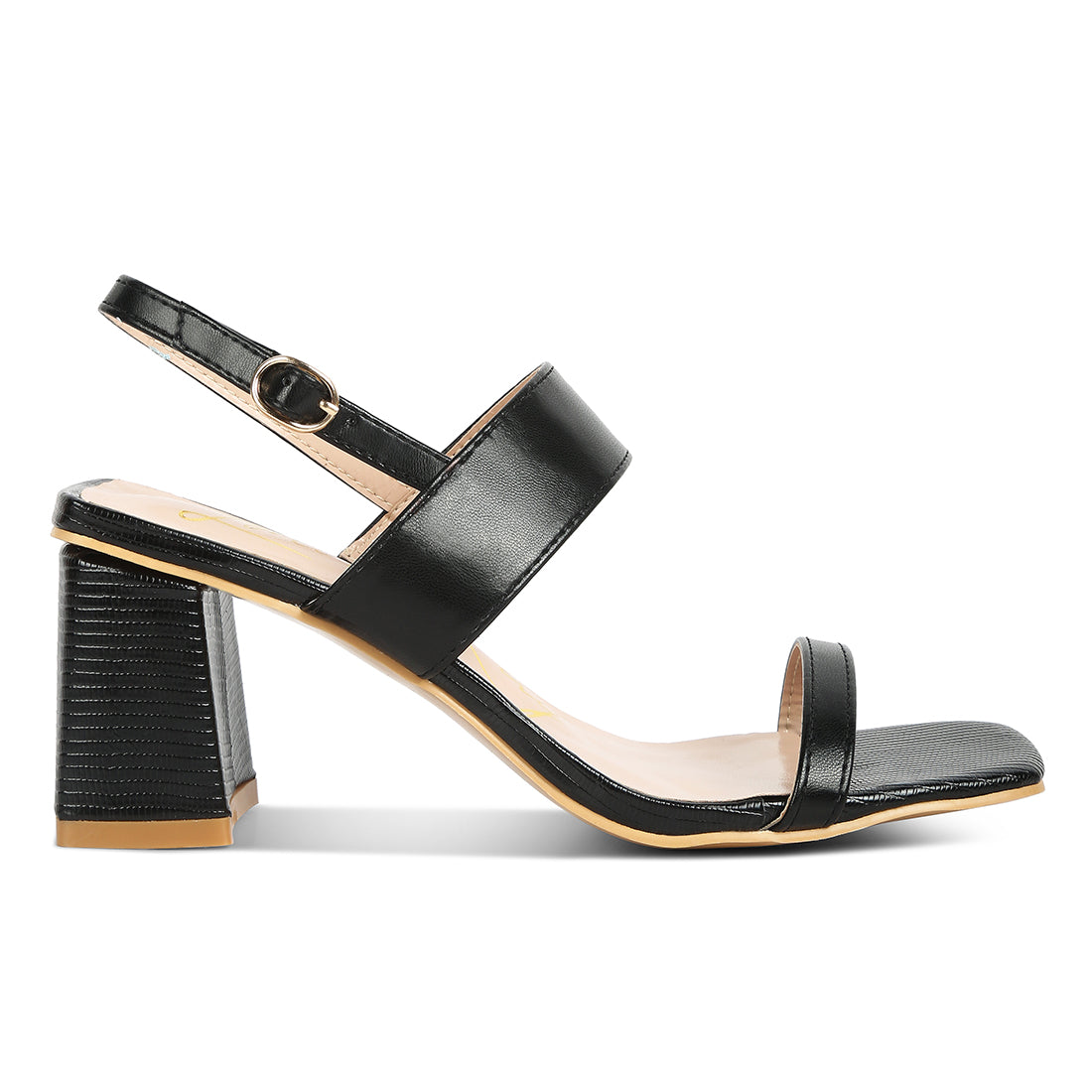 elasticated gussets block heel sandals#color_black