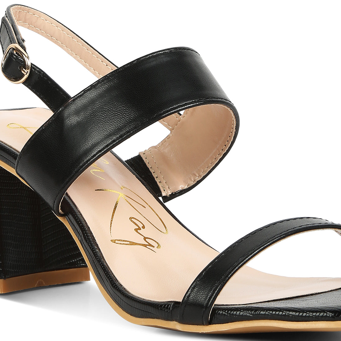 elasticated gussets block heel sandals#color_black