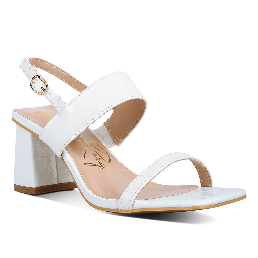 elasticated gussets block heel sandals#color_white