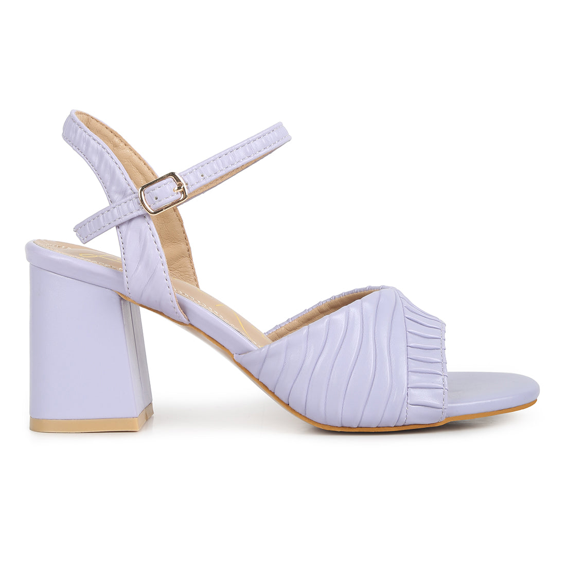 pleated strap block heel sandals#color_lilac