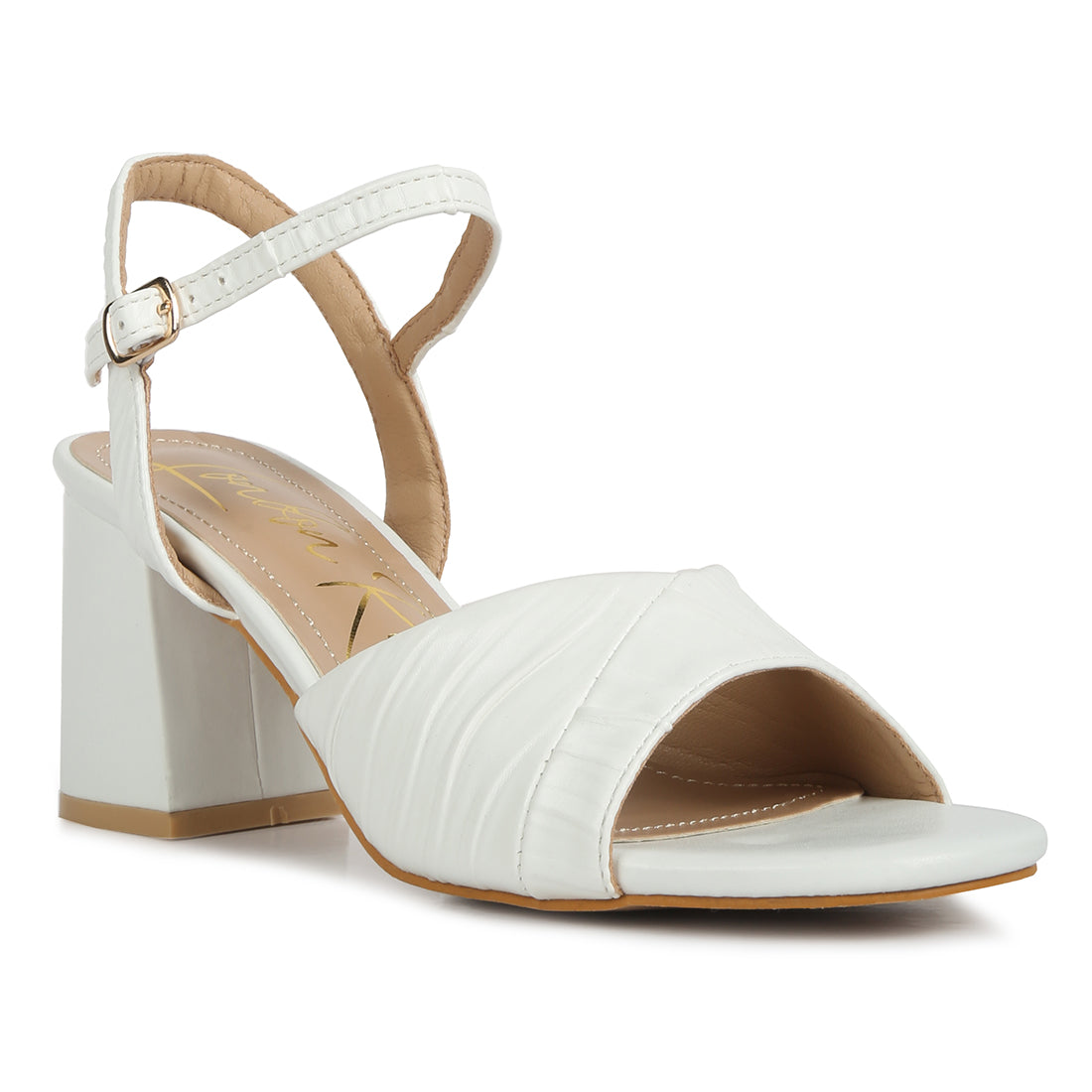 pleated strap block heel sandals#color_off-white