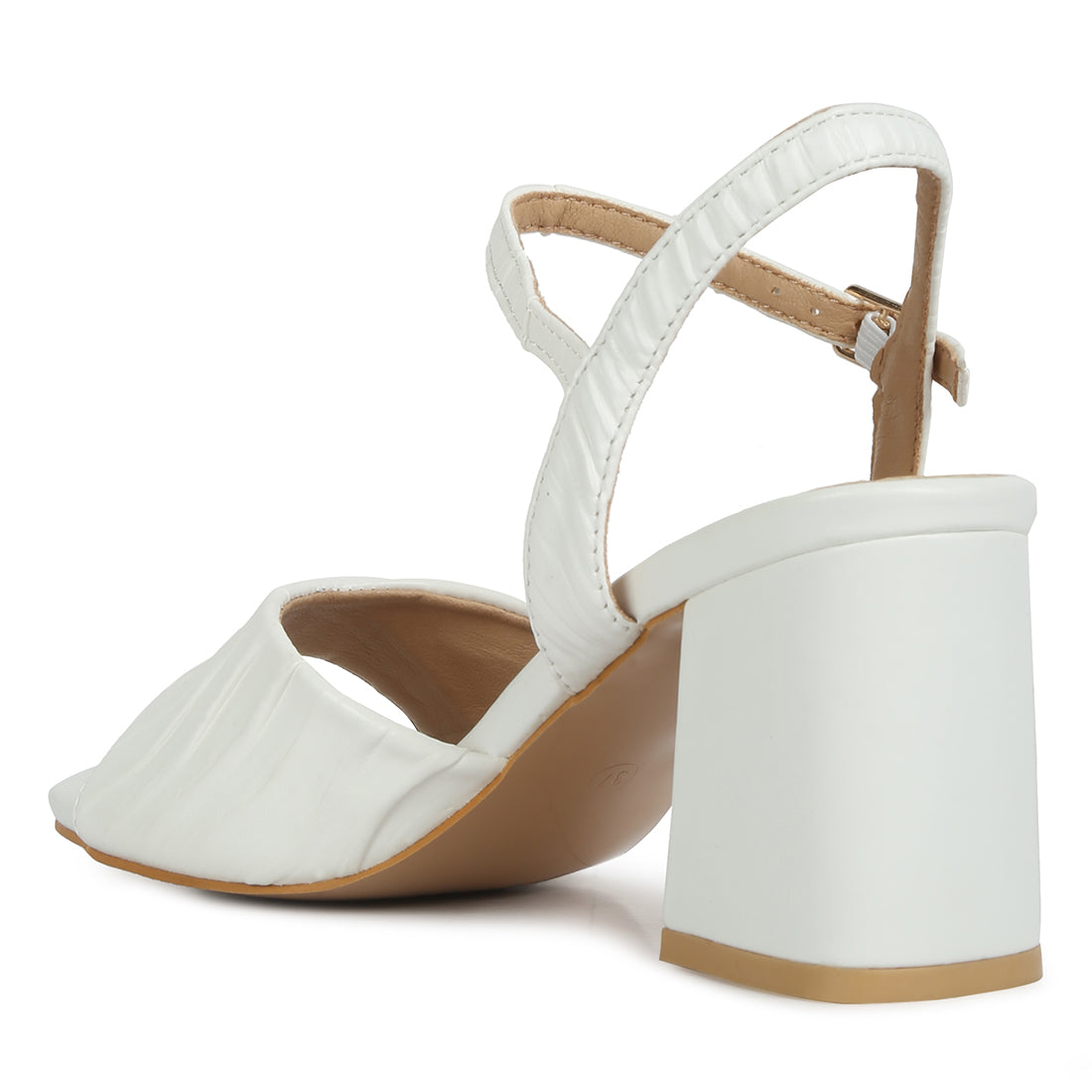 pleated strap block heel sandals#color_off-white