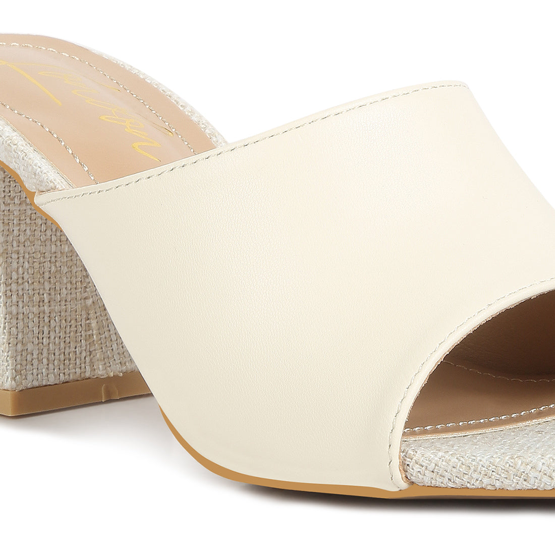 pu block heel slip on sandals#color_off-white