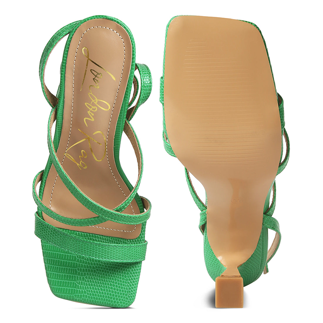 spool heel sandals#color_green