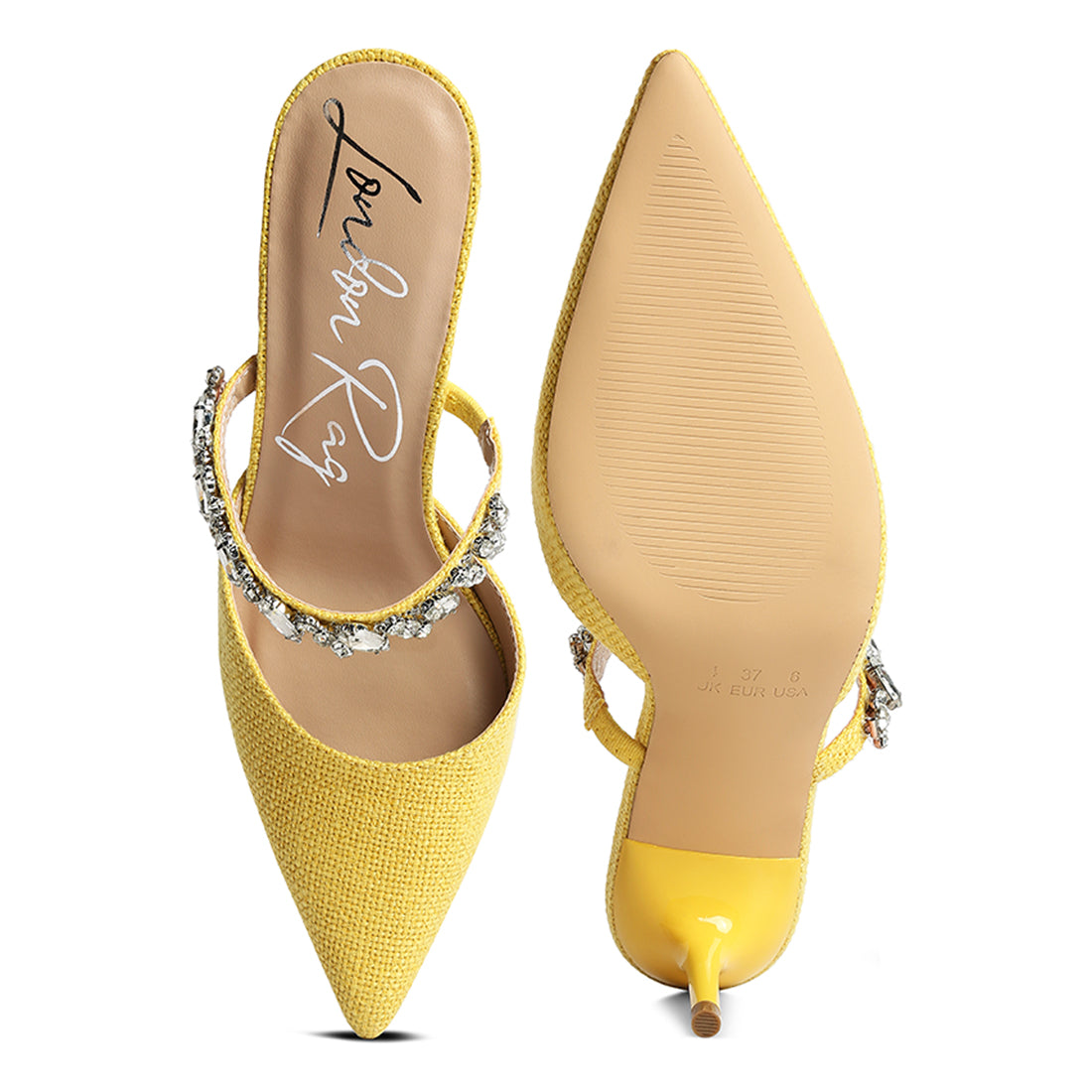 diamante stiletto sandals#color_yellow
