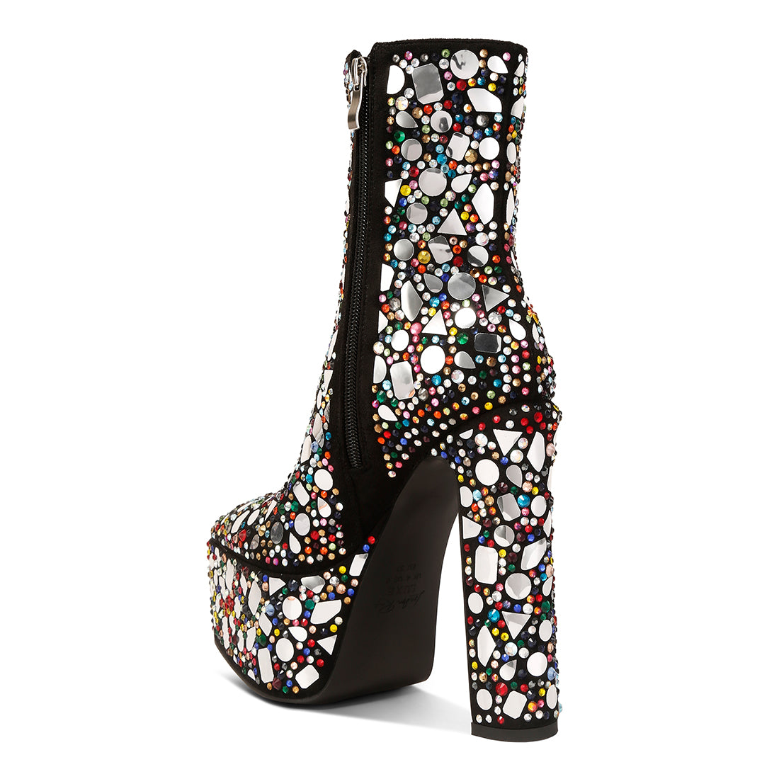 Mirror Embellished Platform High Heel Boots