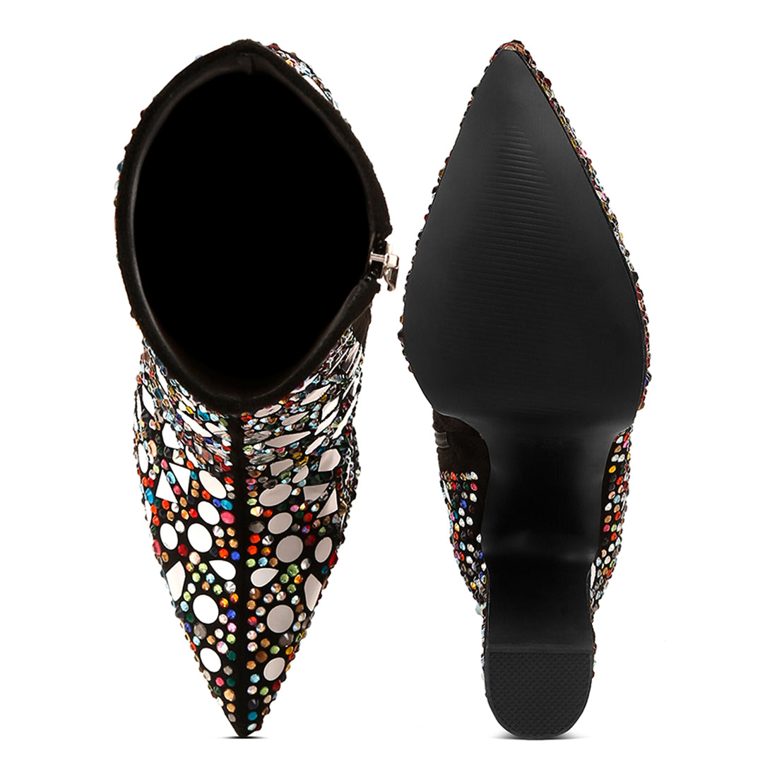 Mirror Embellished Platform High Heel Boots