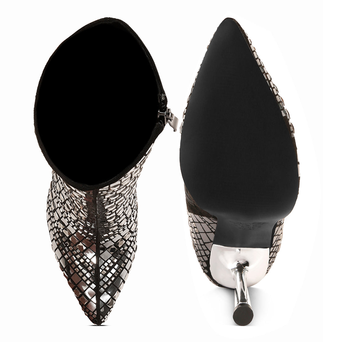 Mirror Embellished Stiletto Boots