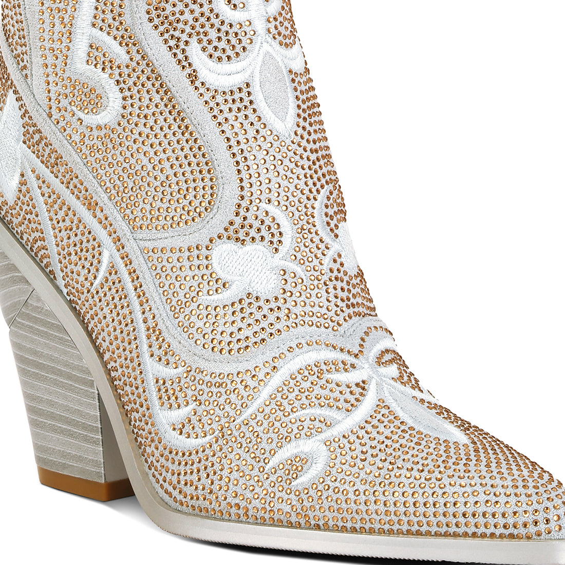 rhinestones embellished shimmer calf boots#color_silver