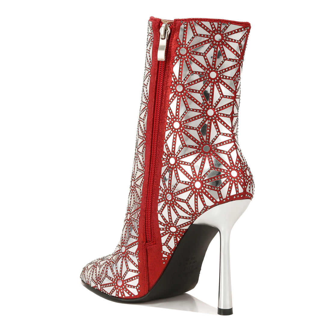 Mirror Embellished High Ankle Boots#color_red