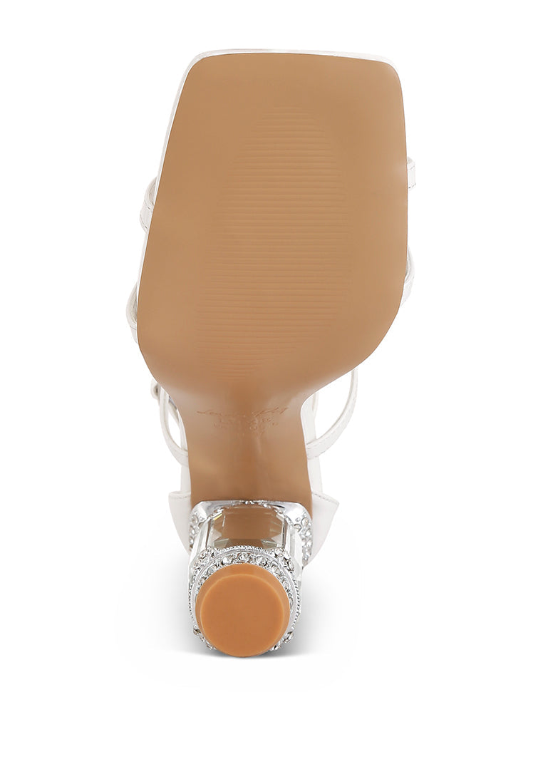 t strap stone encrusted heeled sandal#color_white