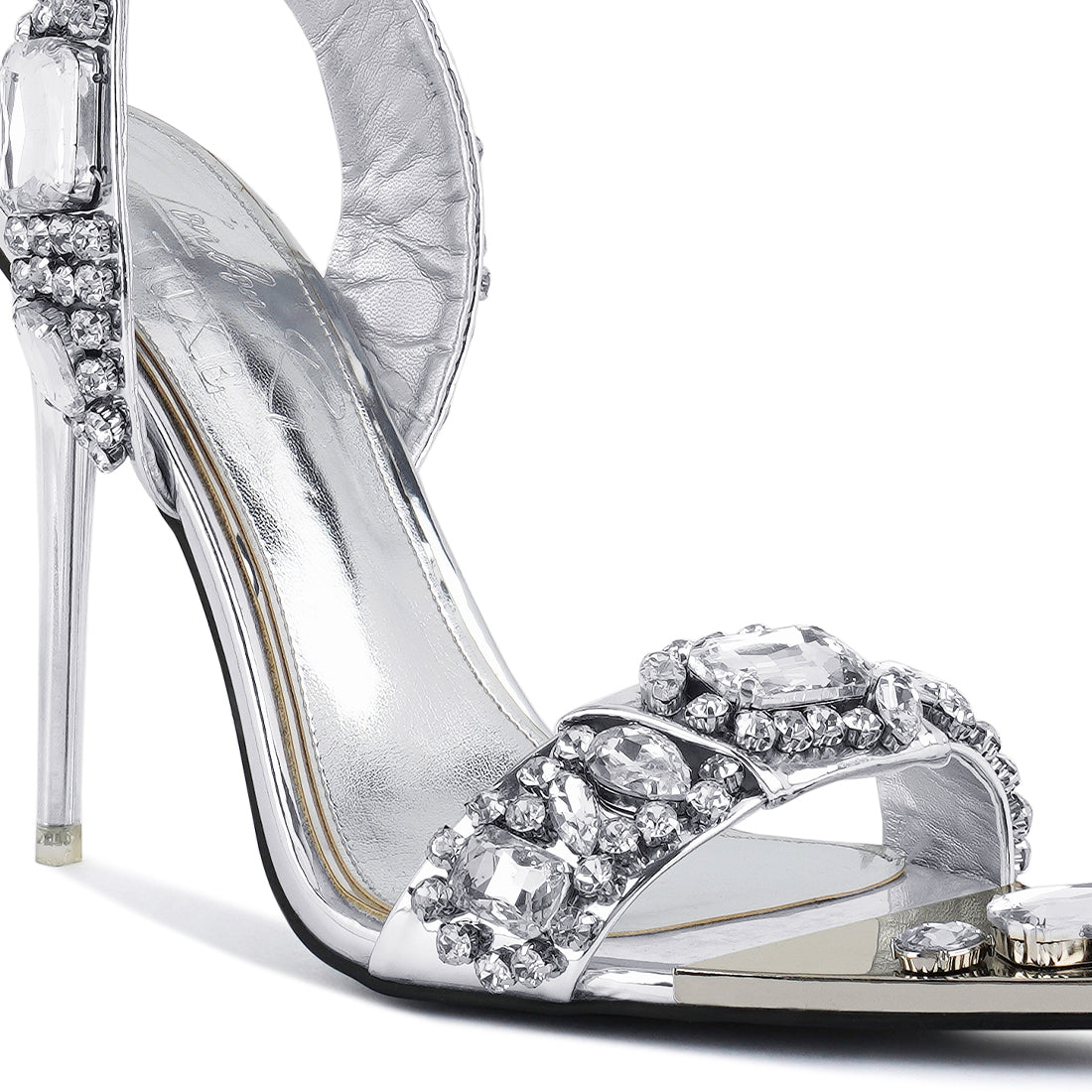 Silver Diamante Embellished Stiletto Sandals