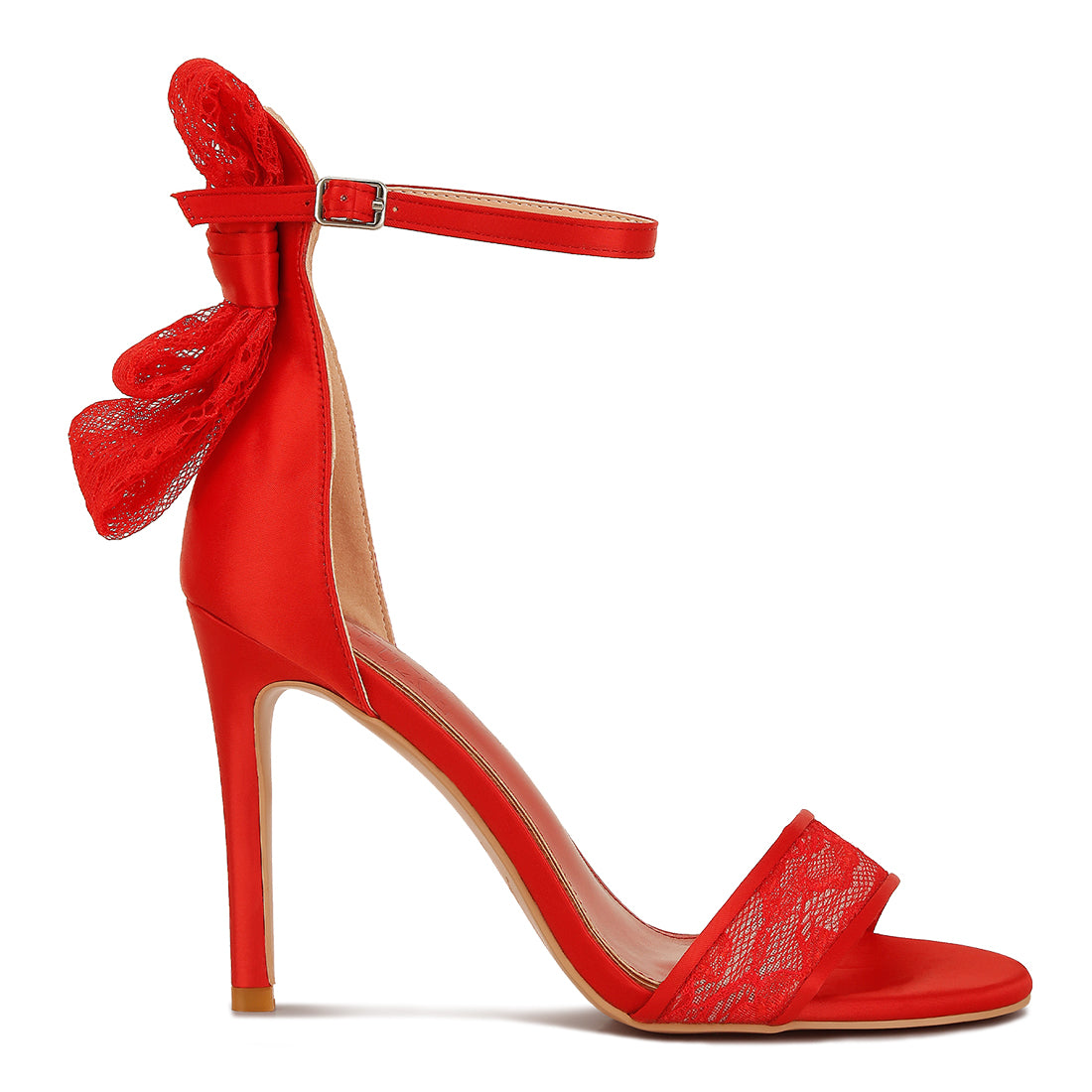 bow detail lace stiletto sandals#color_red
