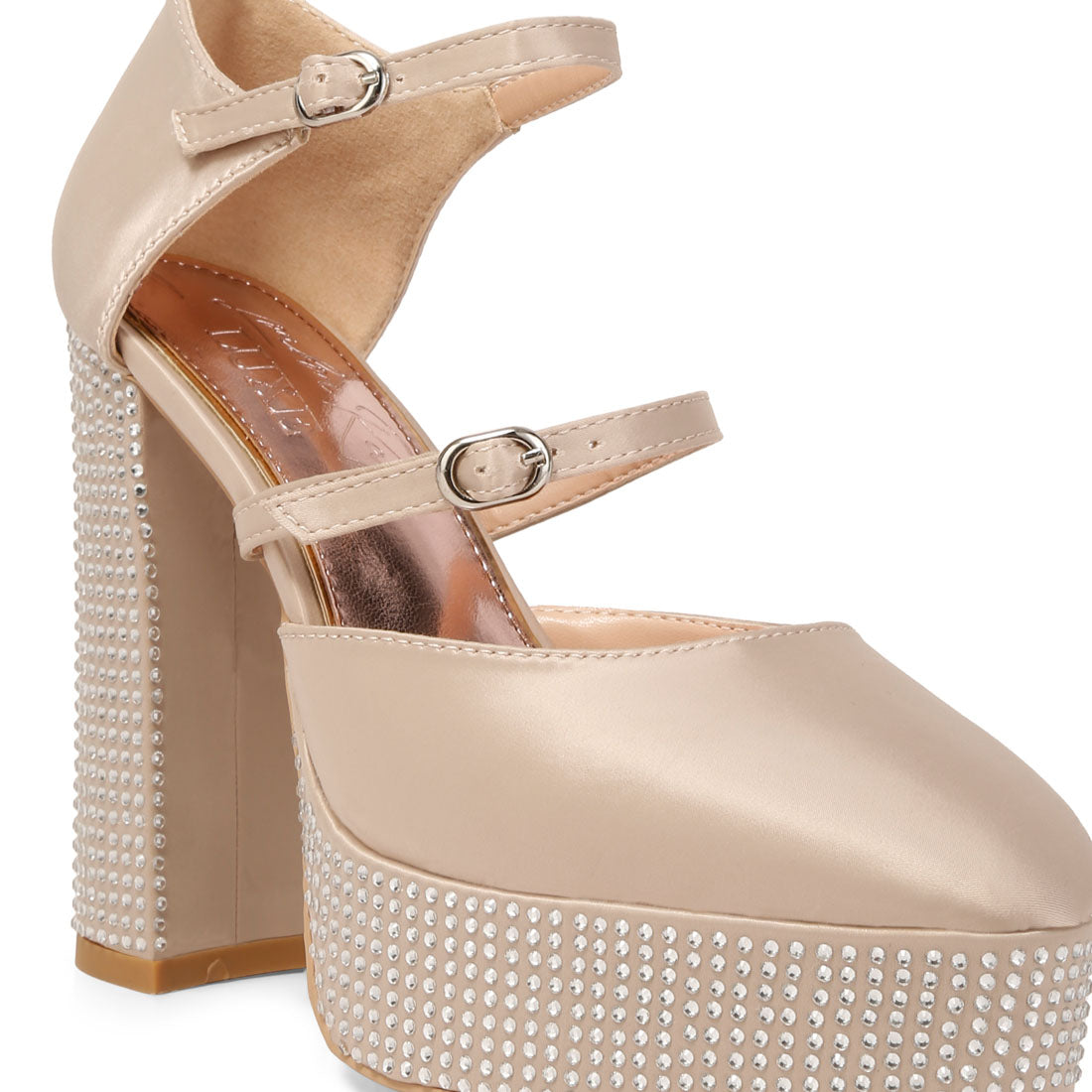 rhinestones embellished platform mary jane sandals#color_beige