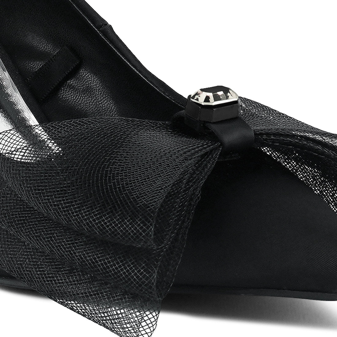 diamante embellished bow stiletto pumps#color_black