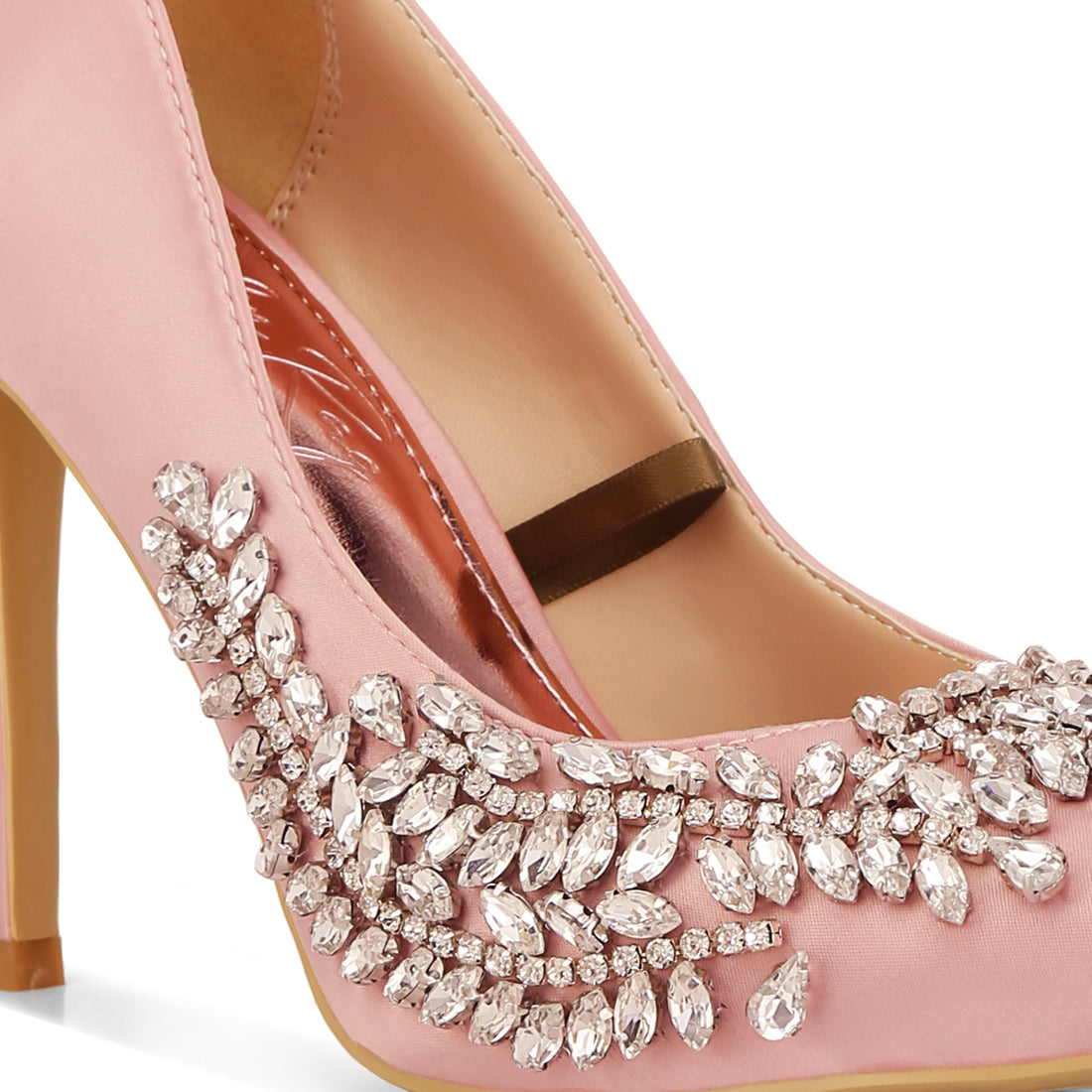 rhinestones embellished satin stiletto pumps#color_blush