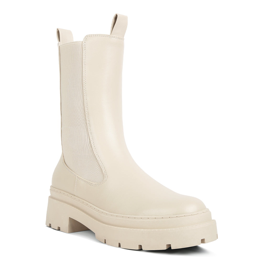 elasticated gussets lug sole boots#color_beige