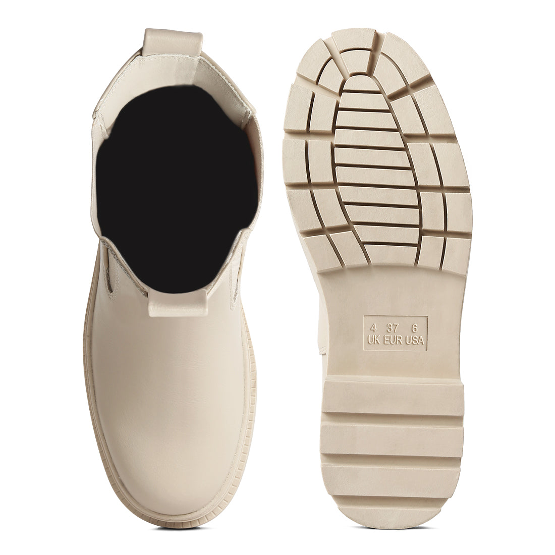 elasticated gussets lug sole boots#color_beige