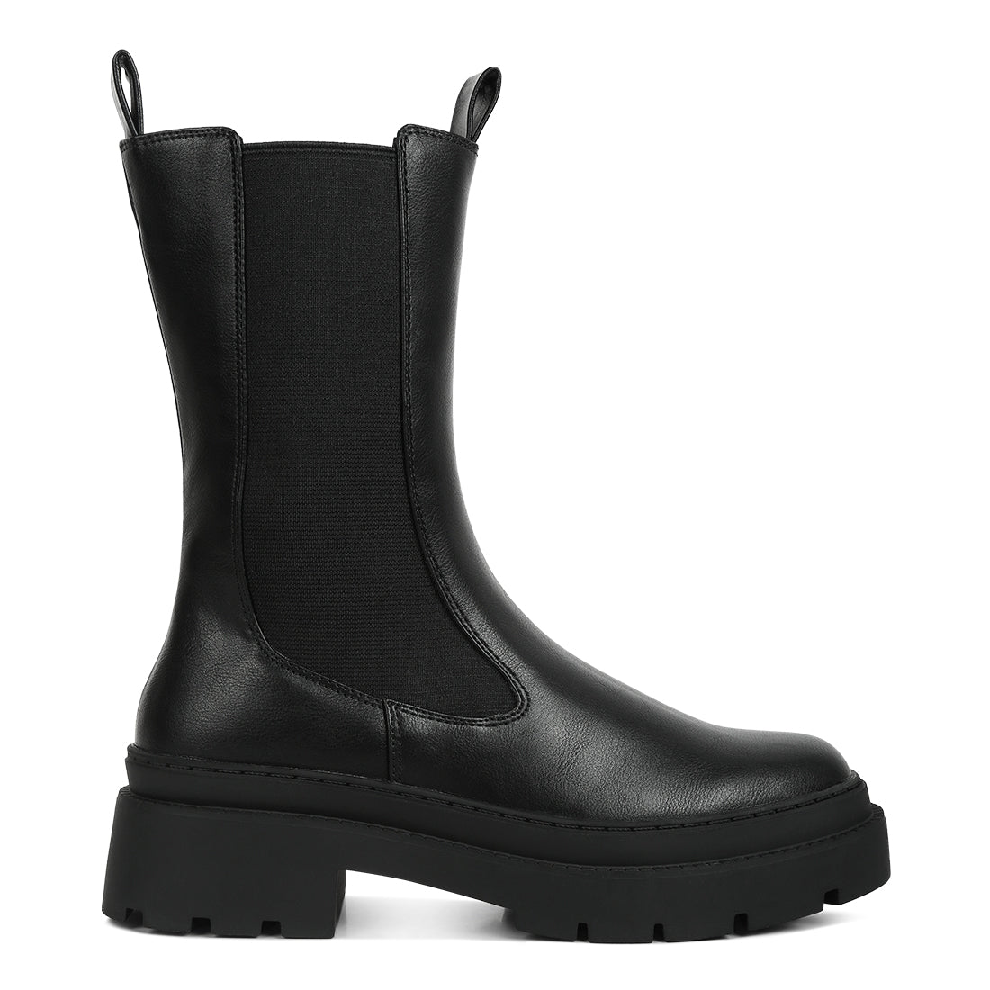 elasticated gussets lug sole boots#color_black