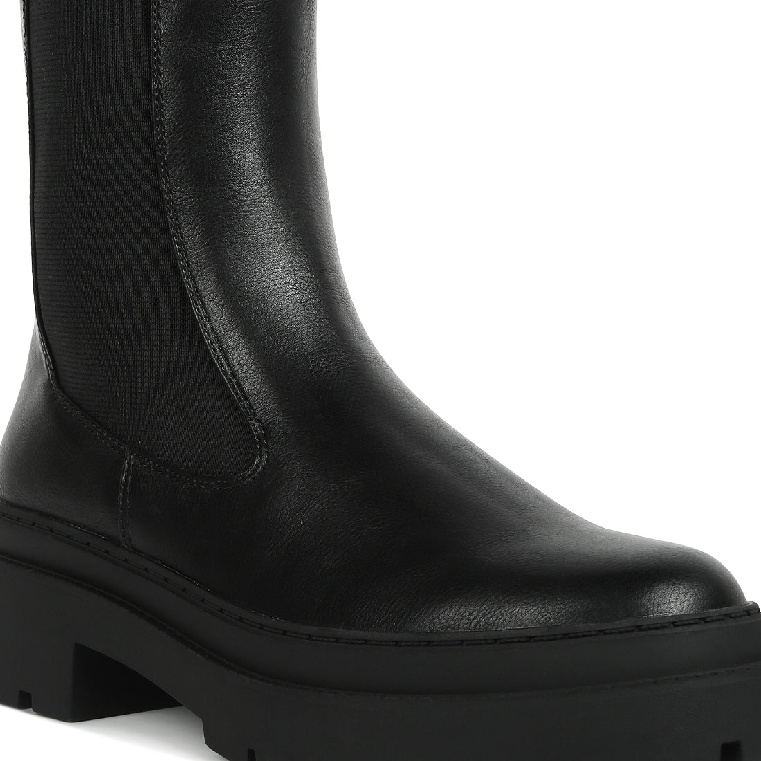 elasticated gussets lug sole boots#color_black
