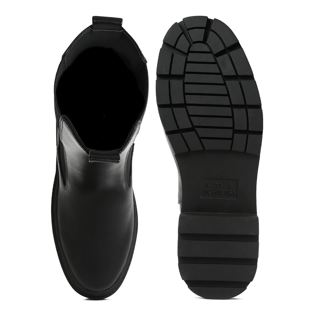 elasticated gussets lug sole boots#color_black