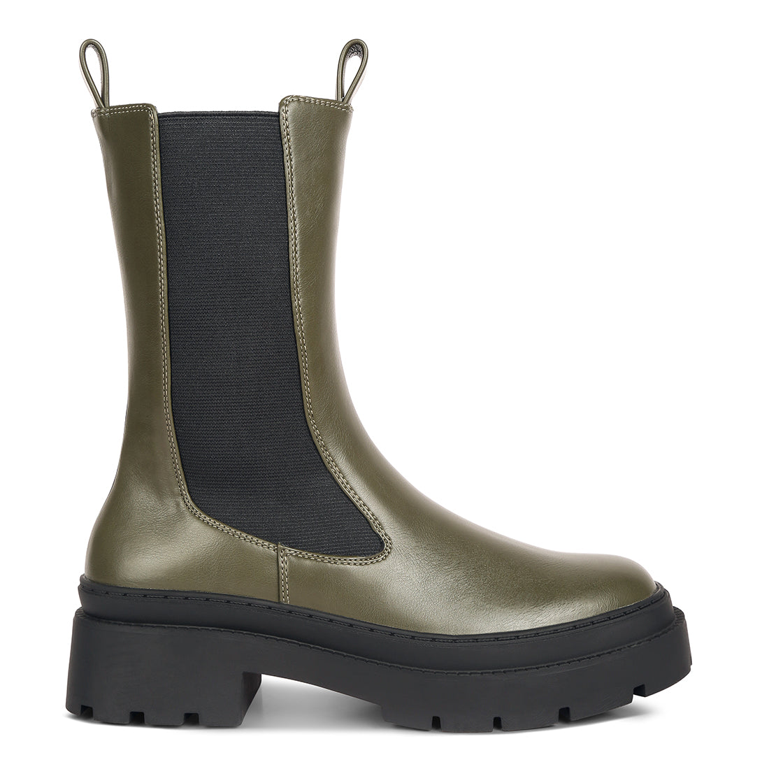 elasticated gussets lug sole boots#color_olive