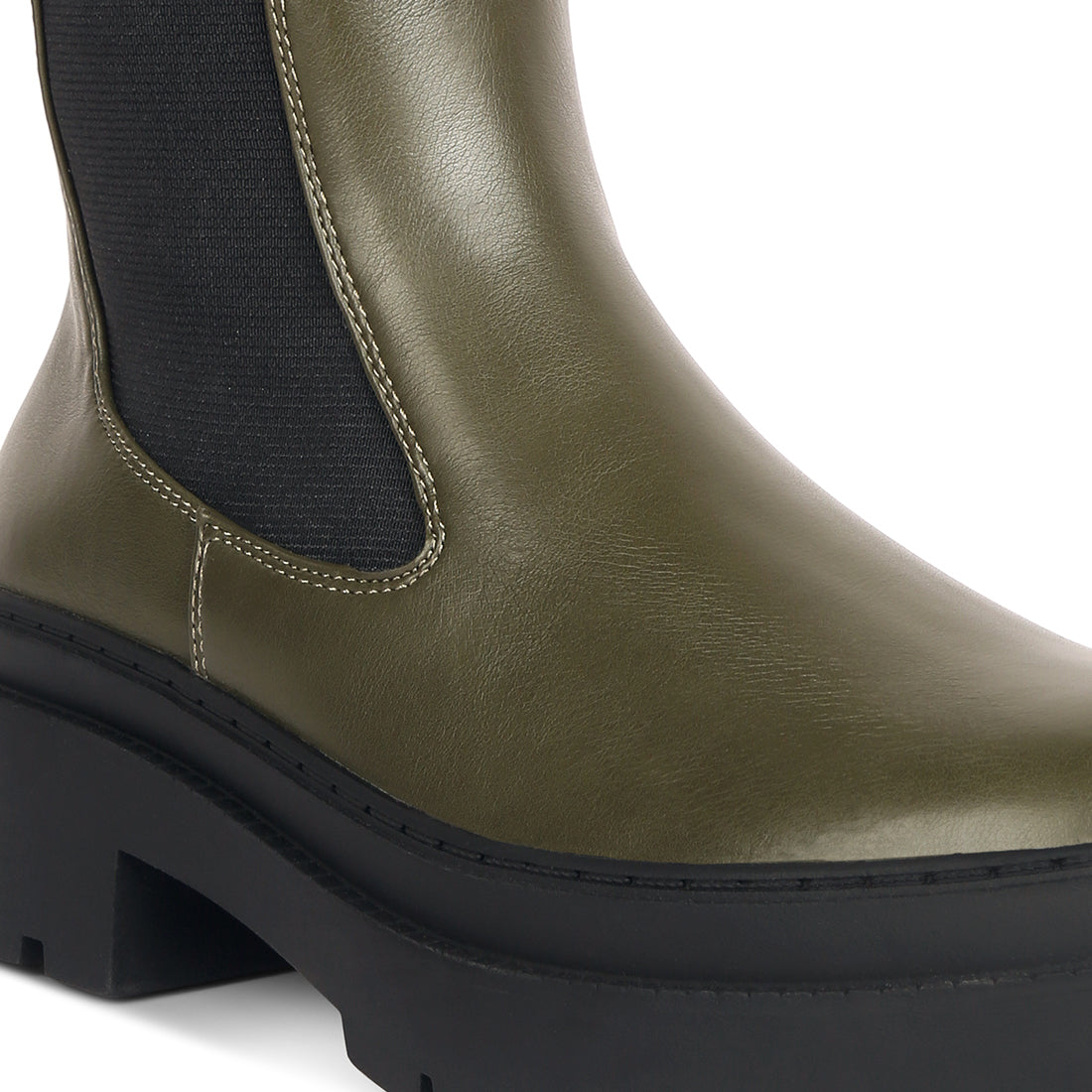 elasticated gussets lug sole boots#color_olive