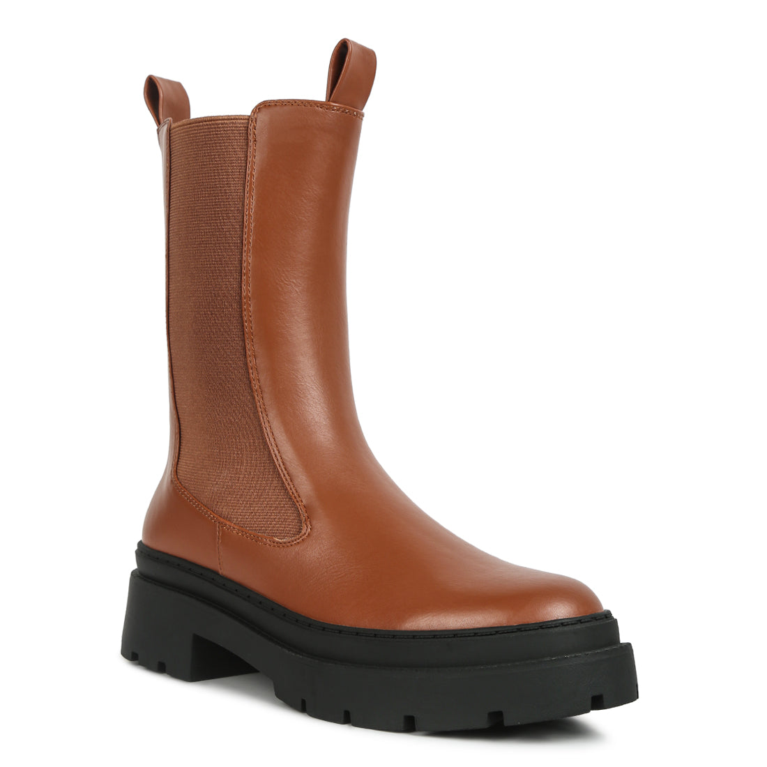 elasticated gussets lug sole boots#color_tan