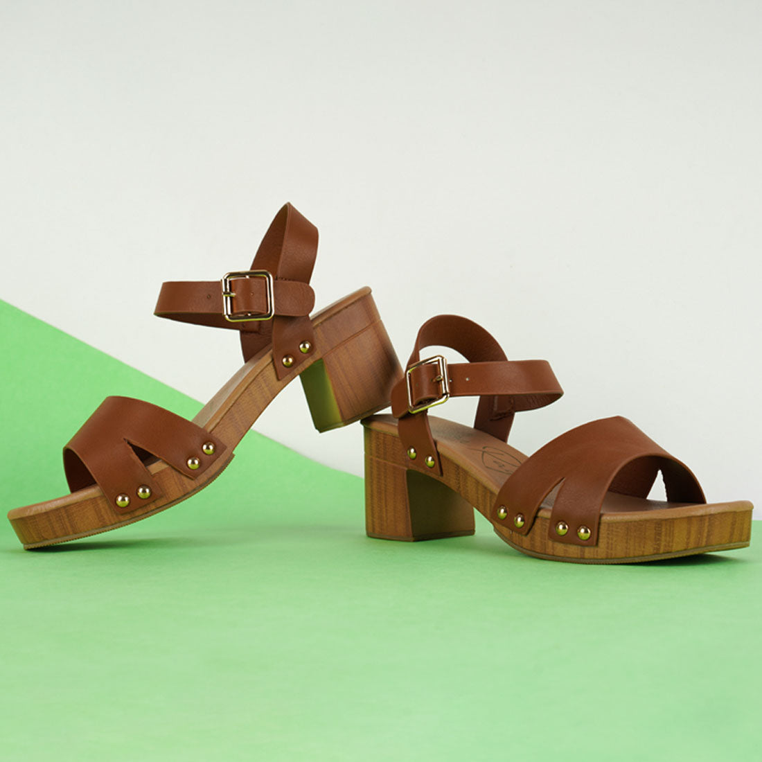 textured block heel sandals#color_tan