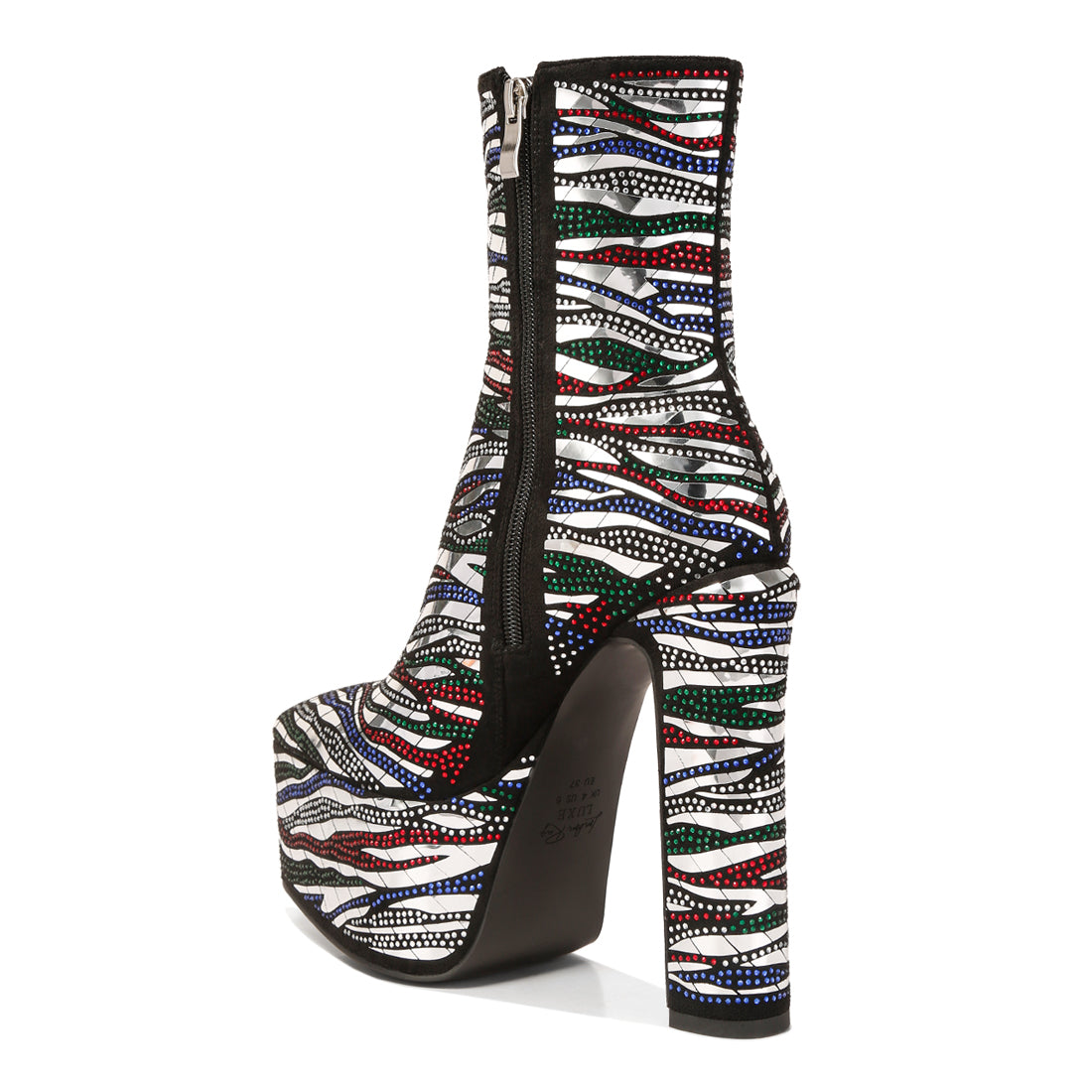 Black Pattern Embellishment Platform Boots