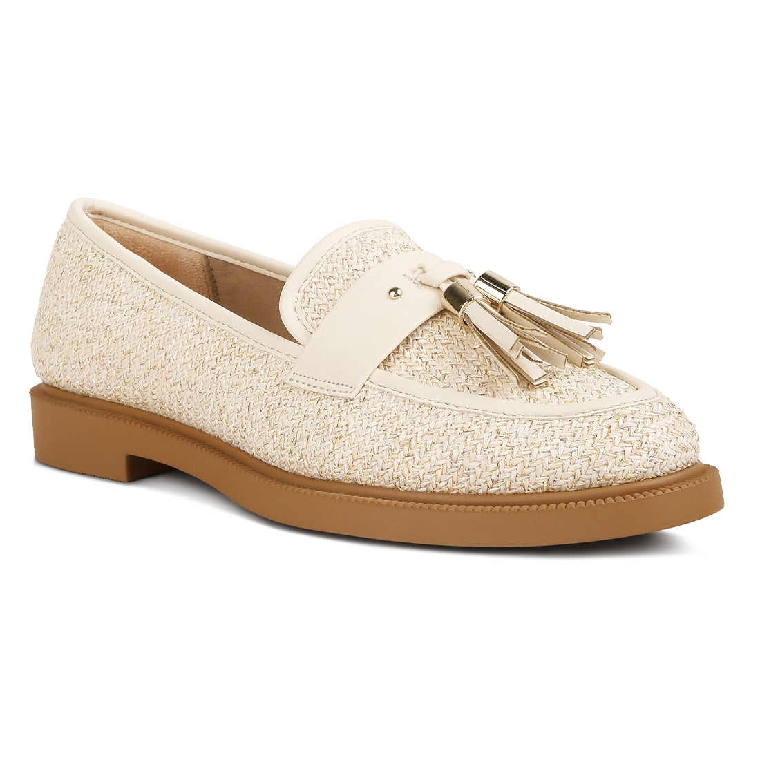 tassle detail raffia loafers#color_cream