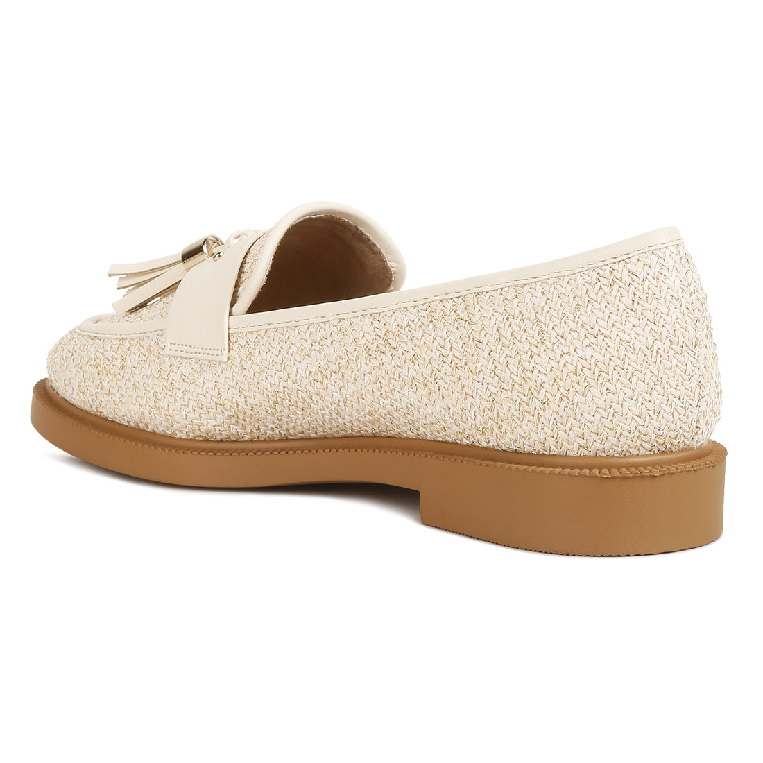 tassle detail raffia loafers#color_cream