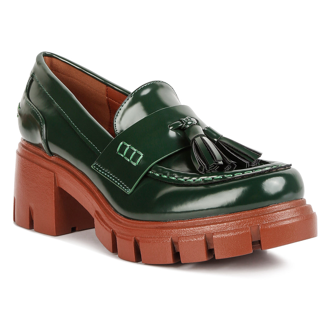 tassels detail chunky loafers#color_dark-green