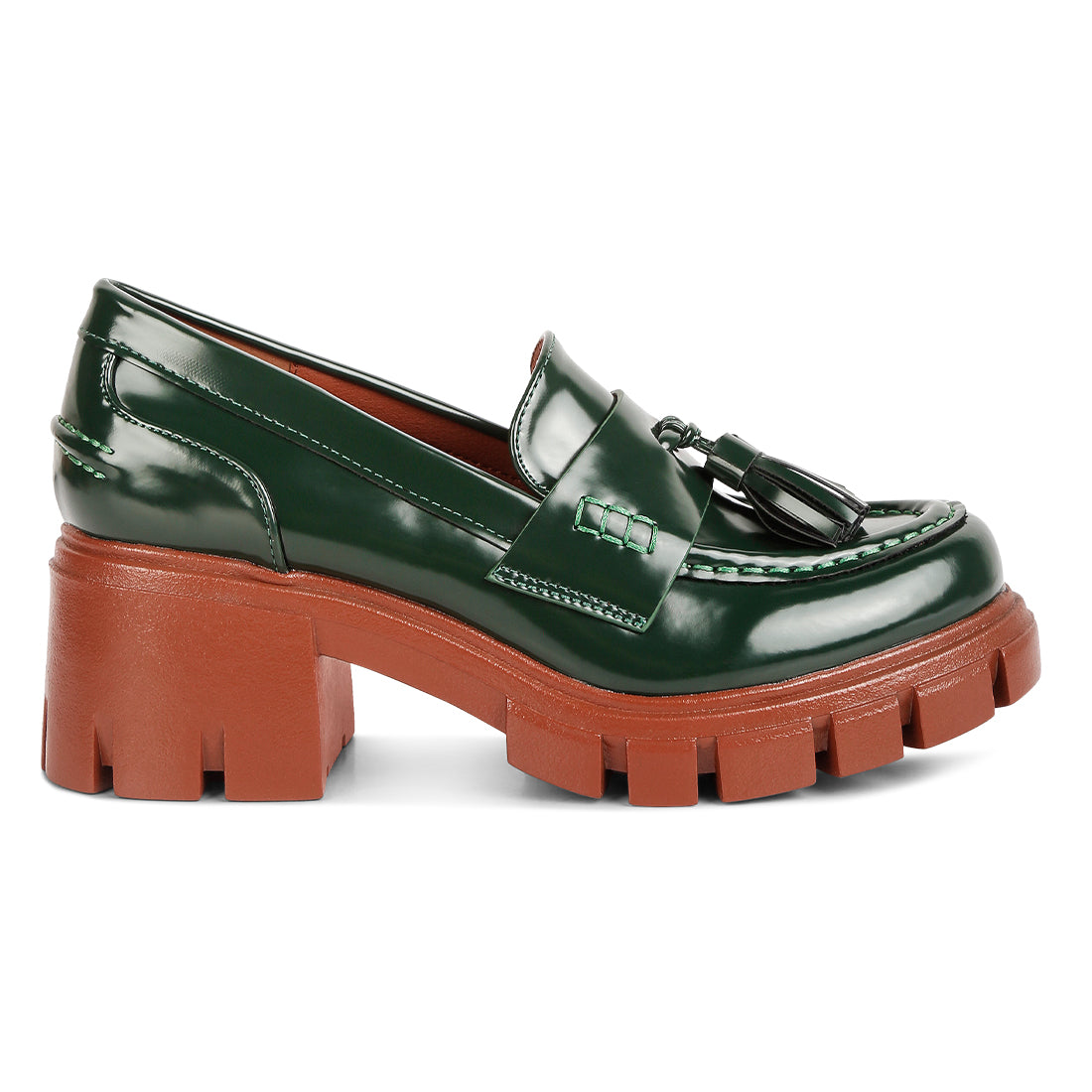 tassels detail chunky loafers#color_dark-green