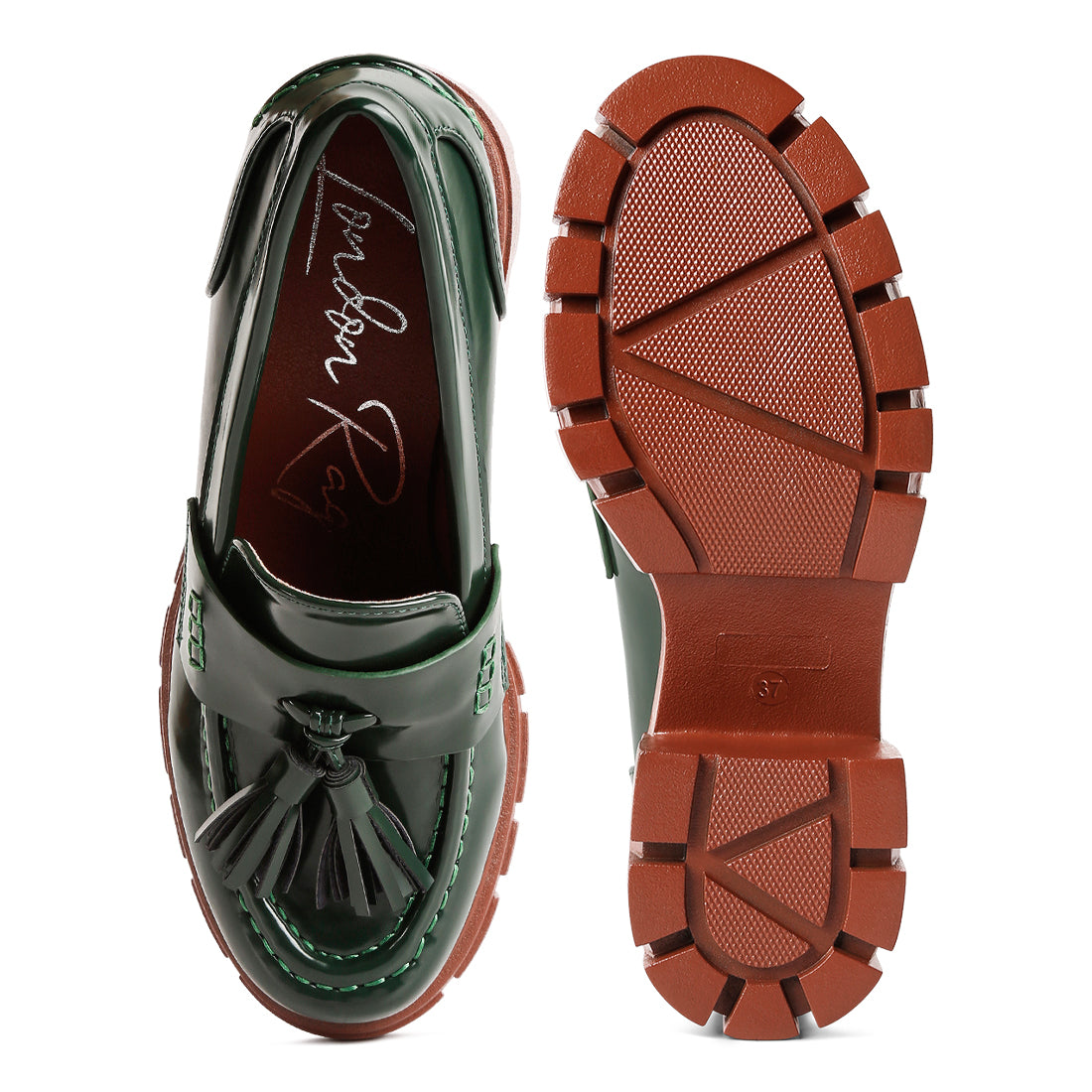 tassels detail chunky loafers#color_dark-green