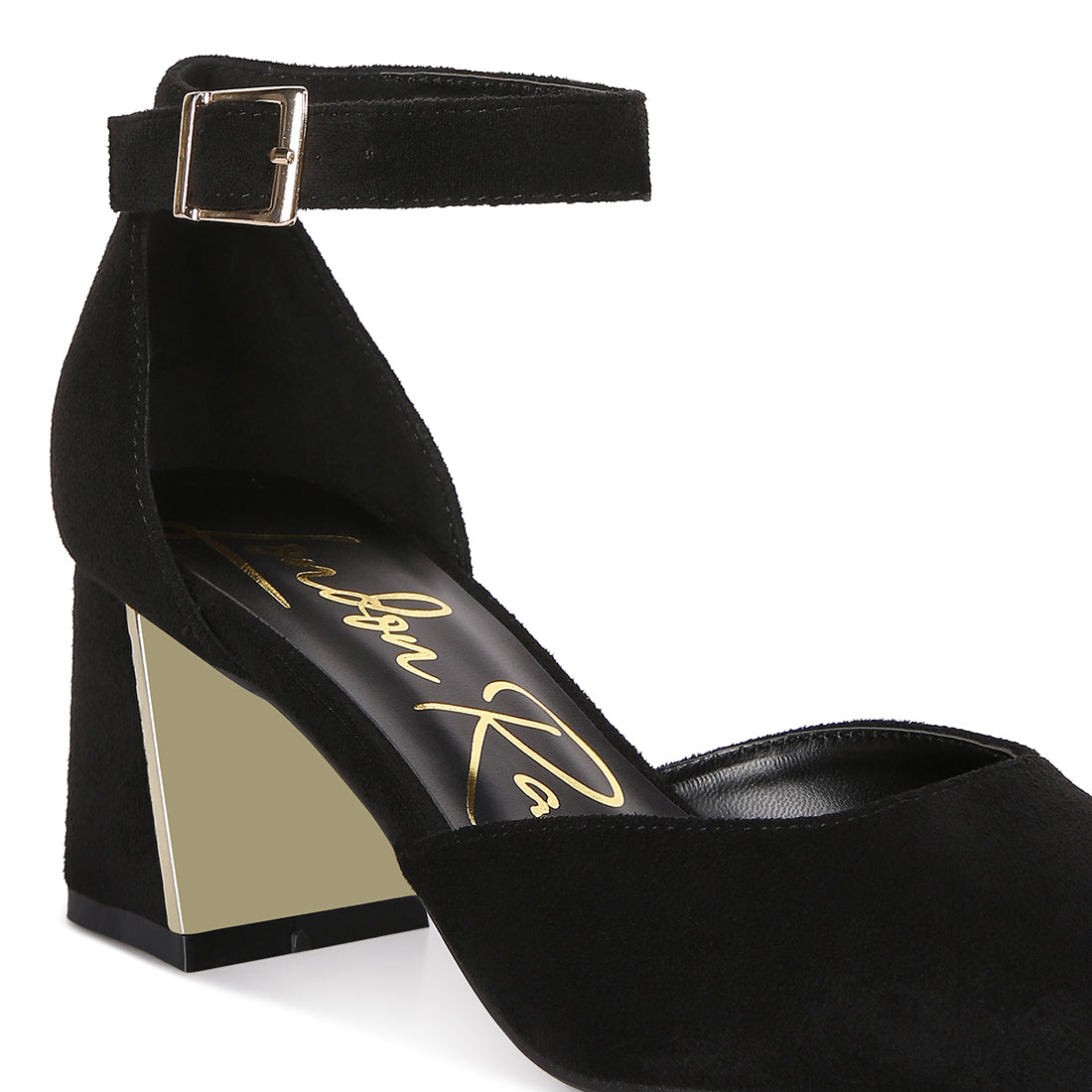 metallic accent angle heeled sandals#color_black