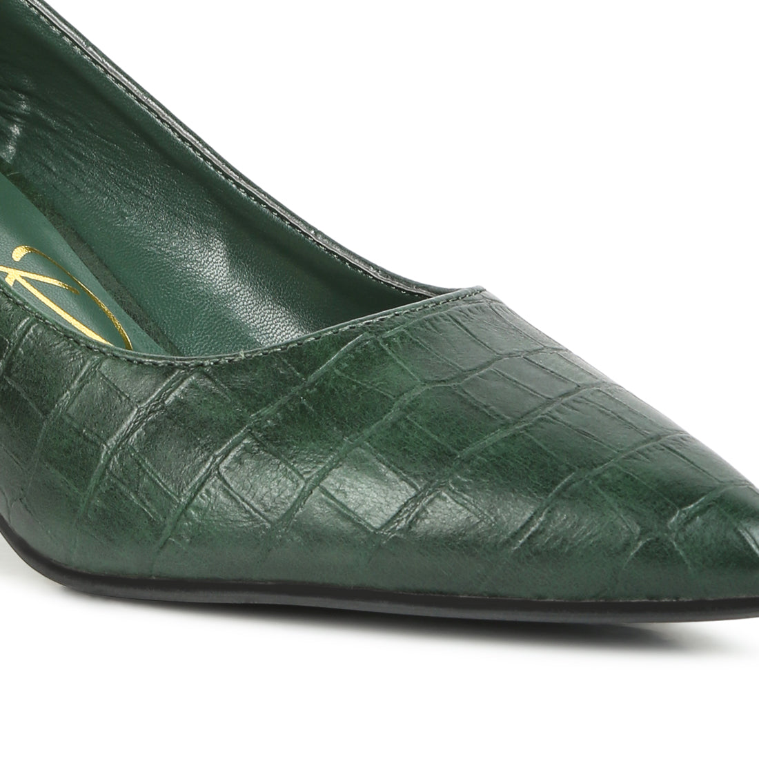 croc block heel pump shoes#color_green