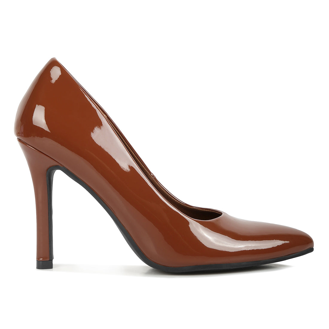 pointed toe stiletto pumps#color_tan