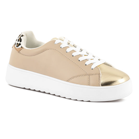 metallic accent sneakers#color_tan