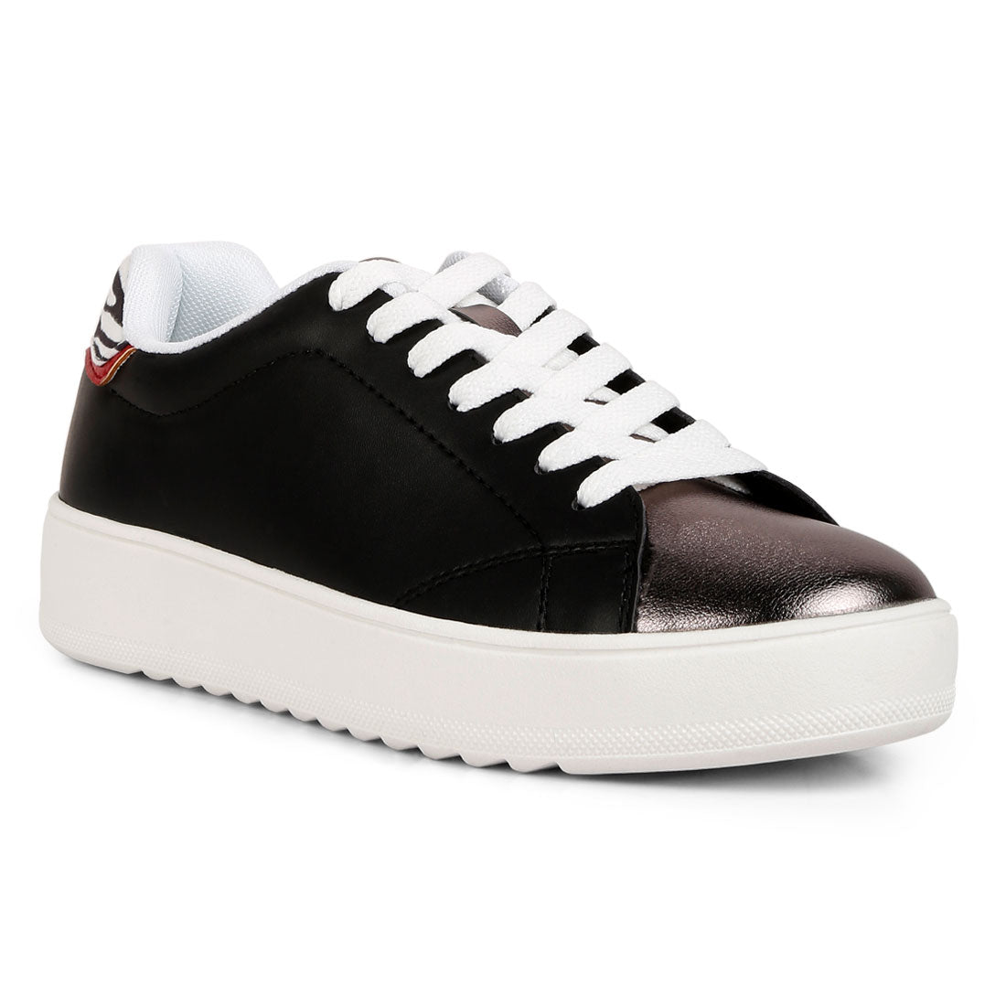 metallic accent sneakers#color_black