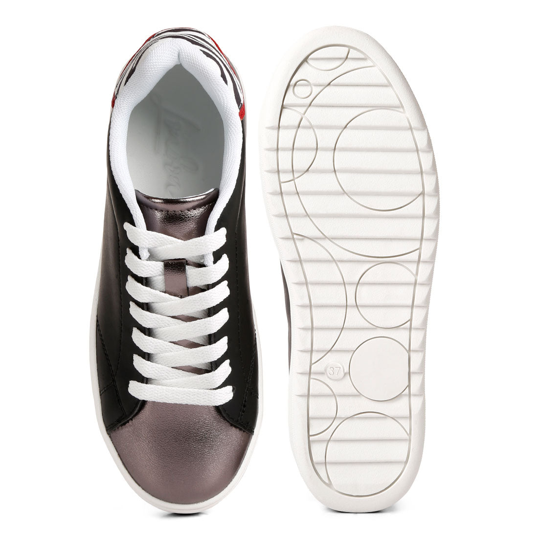 metallic accent sneakers#color_black