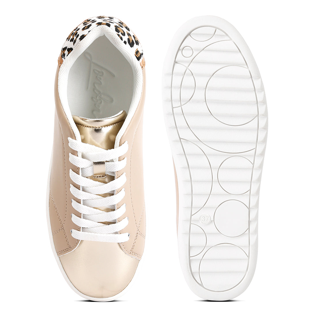 metallic accent sneakers#color_tan
