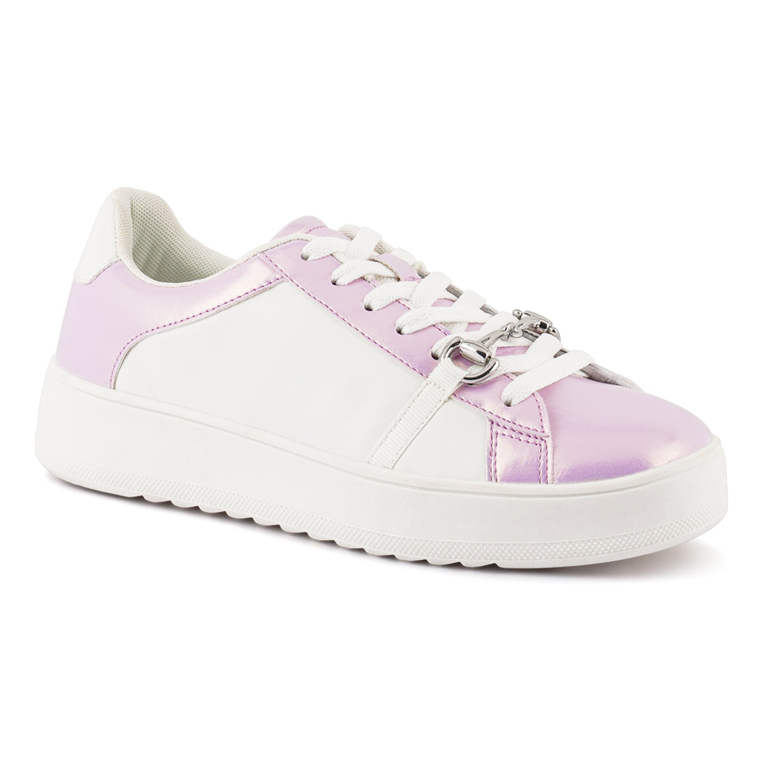 contrasting metallic sneakers#color_pink
